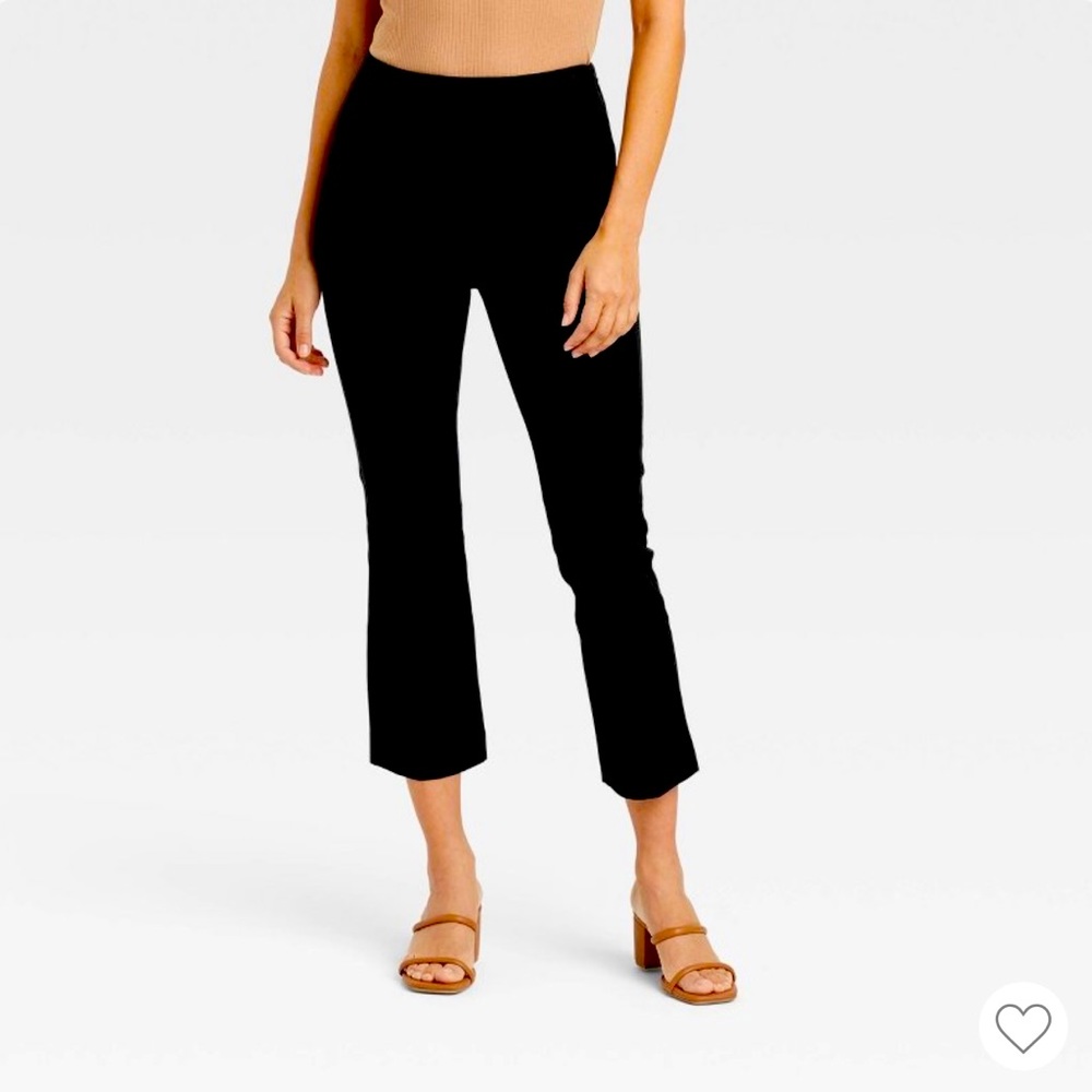 High rise slim fit cropped and flared black stretch pant size 10